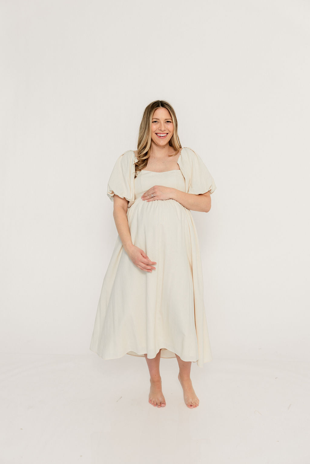 Hamilton Midi Dress in Ivory - Bump Friendly & Inclusive Sizing (S-2XL) - Image 32