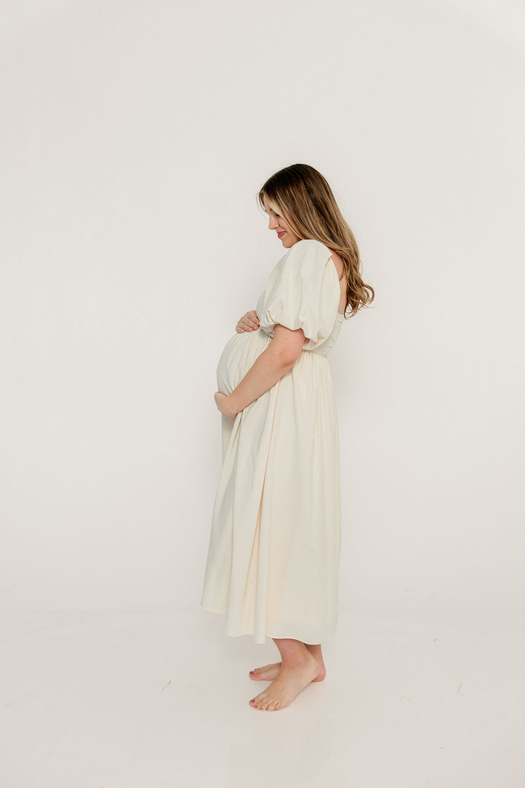 Hamilton Midi Dress in Ivory - Bump Friendly & Inclusive Sizing (S-2XL) - Image 33