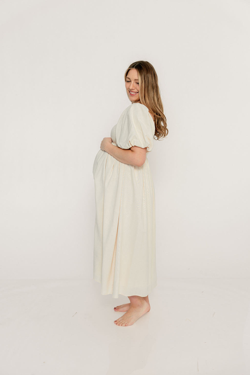 Hamilton Midi Dress in Ivory - Bump Friendly & Inclusive Sizing (S-2XL) - Image 34
