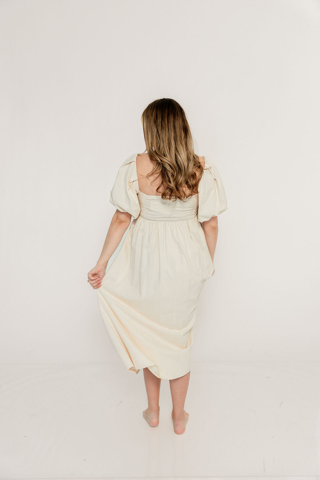 Hamilton Midi Dress in Ivory - Bump Friendly & Inclusive Sizing (S-2XL) - Image 35