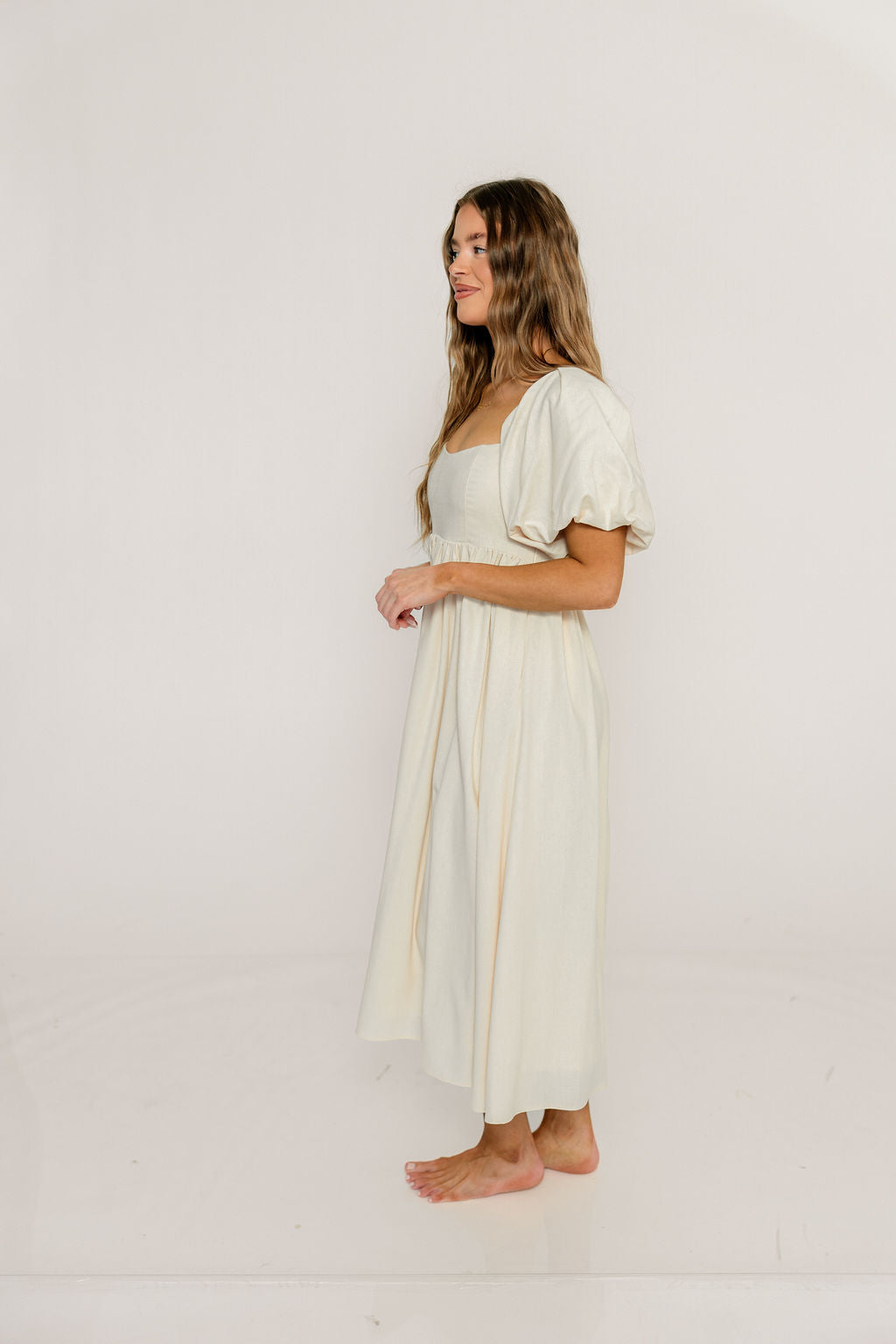 Hamilton Midi Dress in Ivory - Bump Friendly & Inclusive Sizing (S-2XL) - Image 41