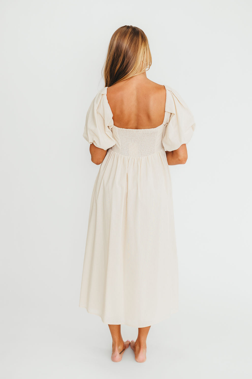 Hamilton Midi Dress in Ivory - Bump Friendly & Inclusive Sizing (S-2XL) - Image 7