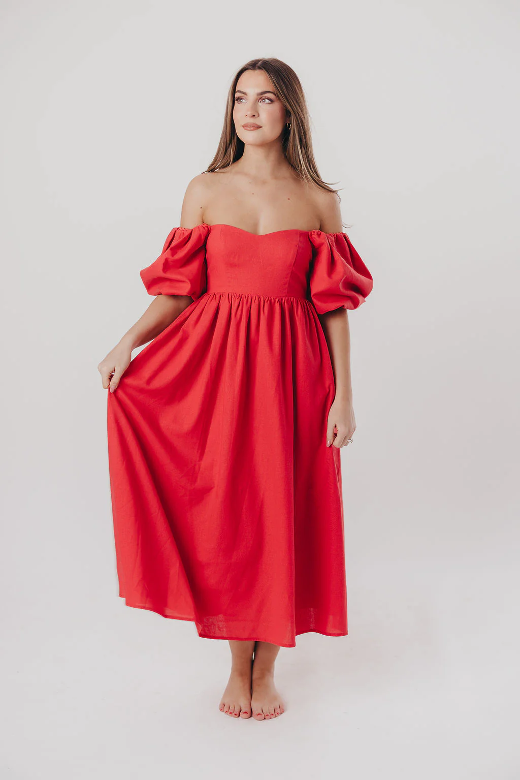 Hamilton Midi Dress in Red - Bump Friendly (S-XL) - Image 14
