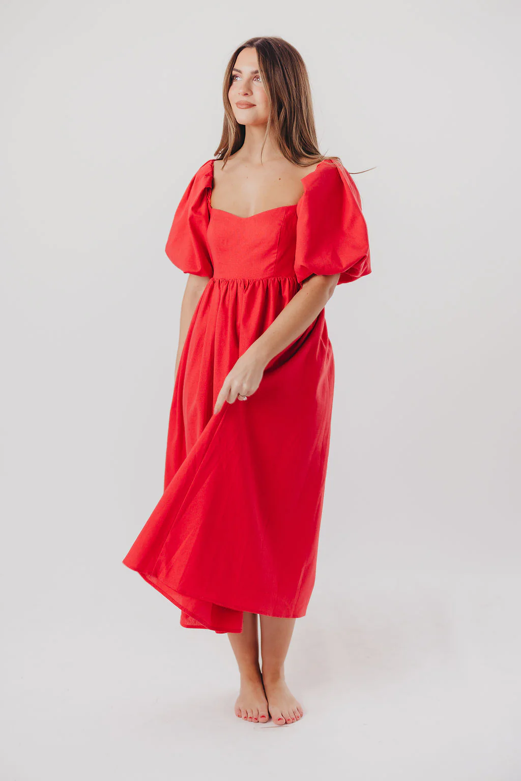 Hamilton Midi Dress in Red - Bump Friendly (S-XL) - Image 16