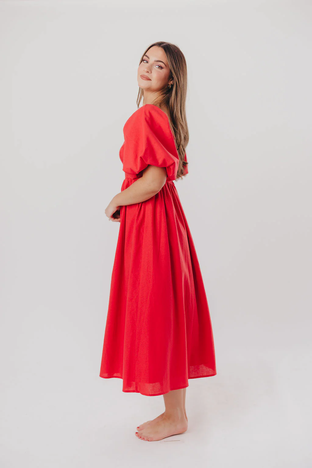 Hamilton Midi Dress in Red - Bump Friendly (S-XL) - Image 19