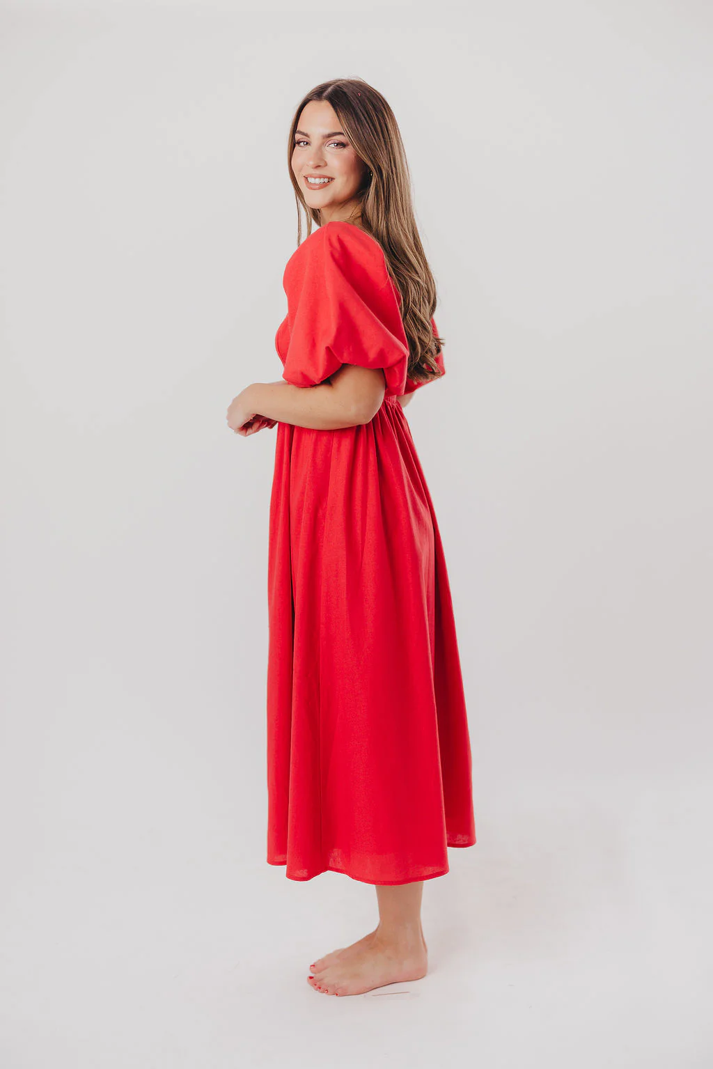 Hamilton Midi Dress in Red - Bump Friendly (S-XL) - Image 20