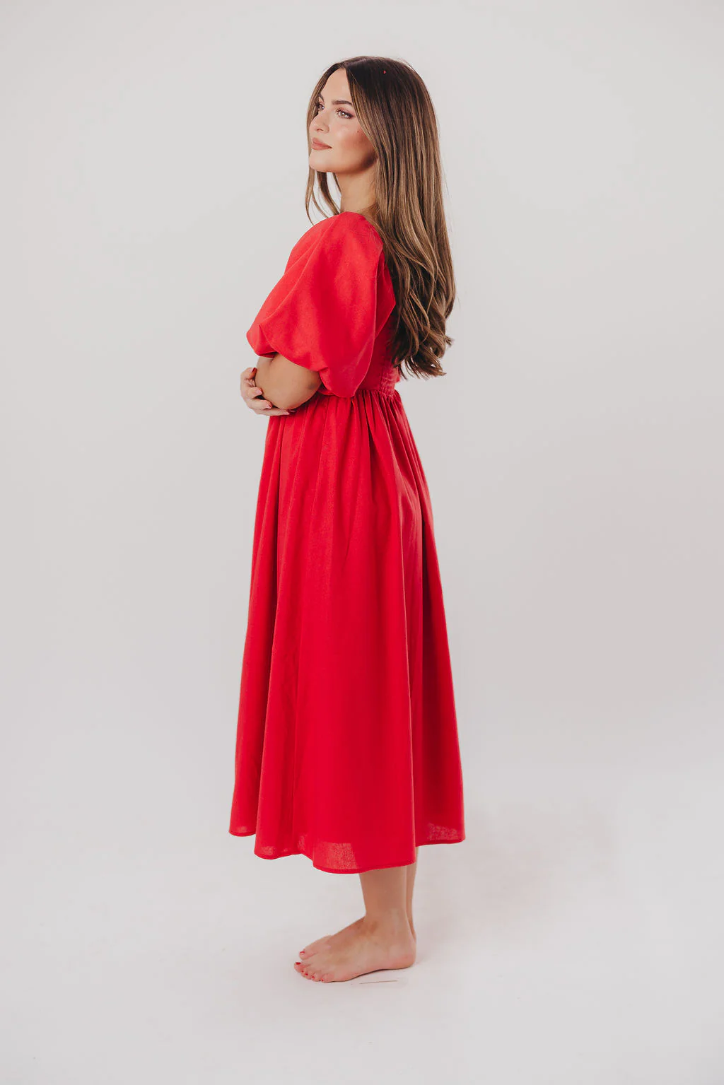 Hamilton Midi Dress in Red - Bump Friendly (S-XL) - Image 21
