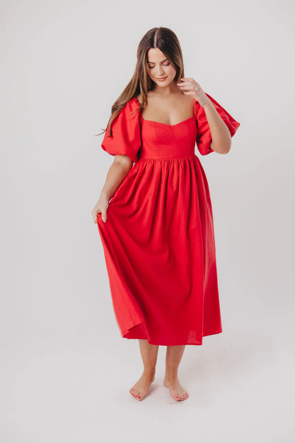 Hamilton Midi Dress in Red - Bump Friendly (S-XL) - Image 24