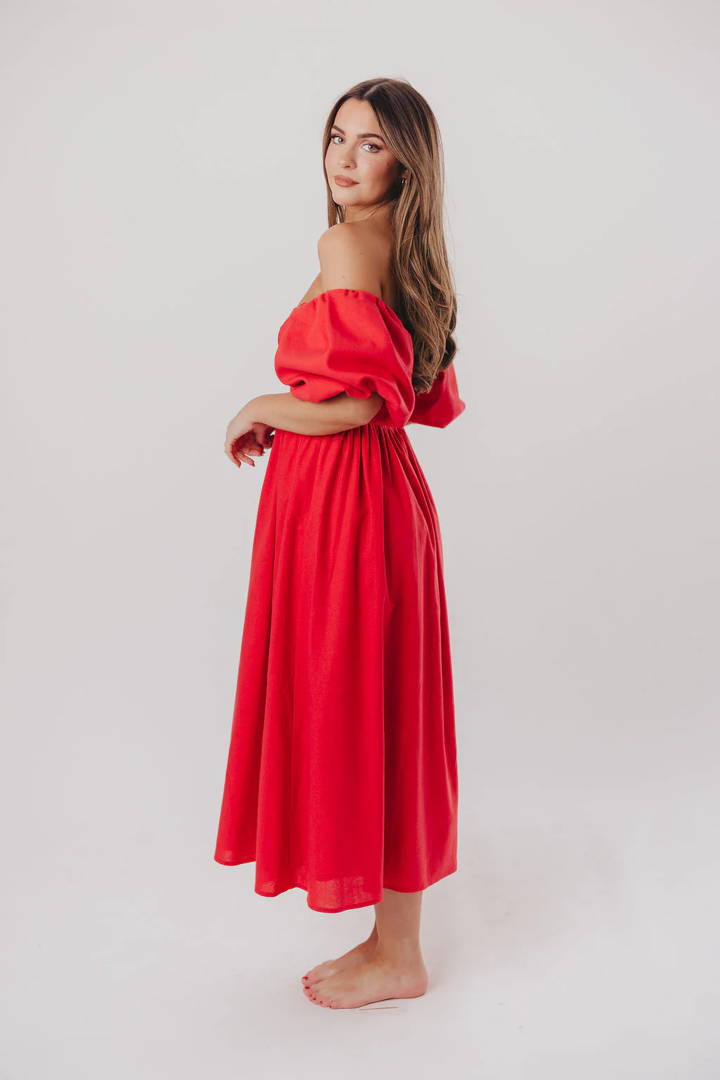 Hamilton Midi Dress in Red - Bump Friendly (S-XL) - Image 28