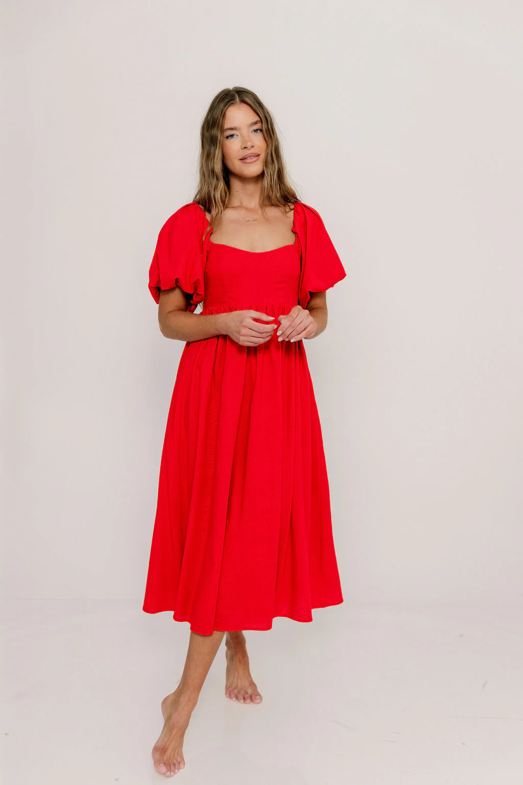 Hamilton Midi Dress in Red - Bump Friendly (S-XL) - Image 3