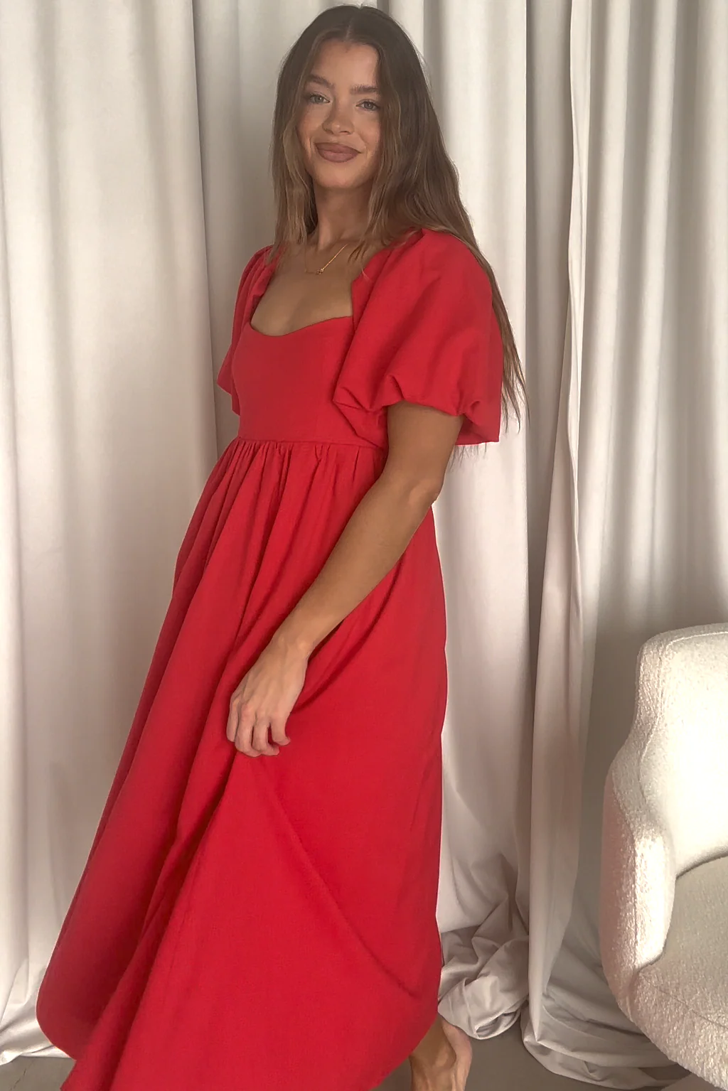 Hamilton Midi Dress in Red - Bump Friendly (S-XL) - Image 30
