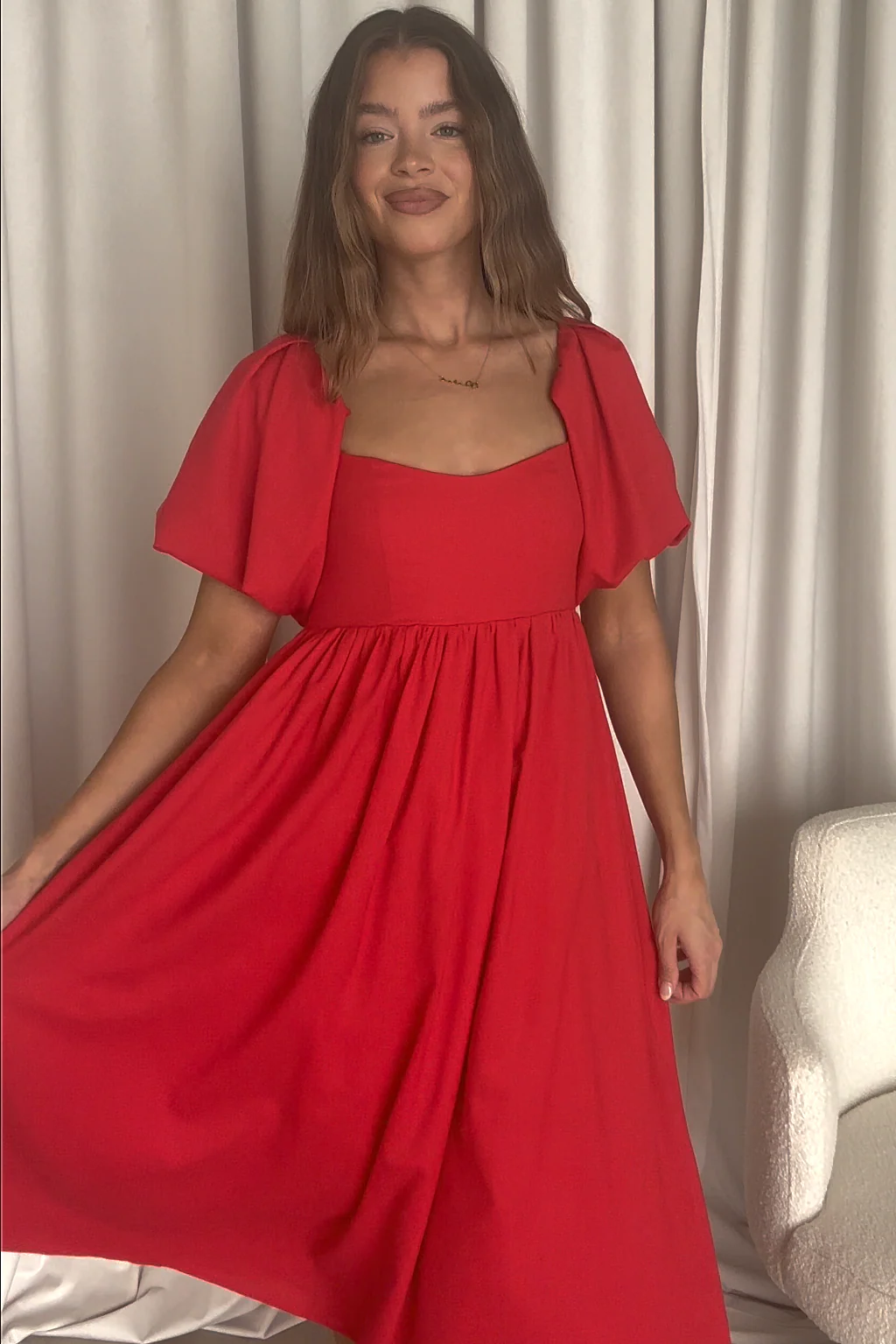 Hamilton Midi Dress in Red - Bump Friendly (S-XL) - Image 31