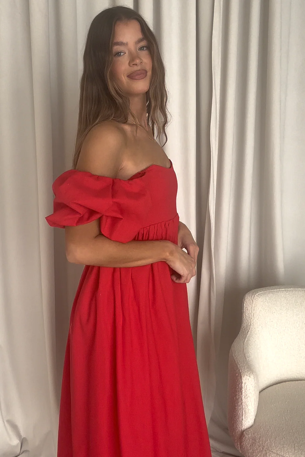 Hamilton Midi Dress in Red - Bump Friendly (S-XL) - Image 32