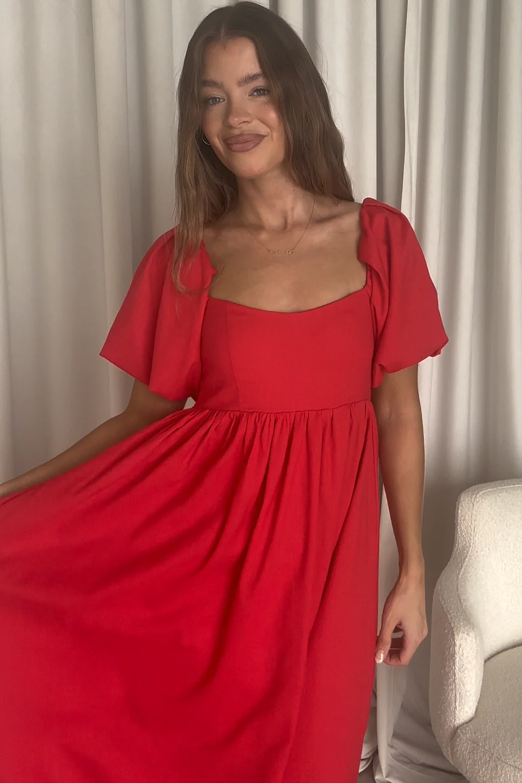Hamilton Midi Dress in Red - Bump Friendly (S-XL) - Image 33