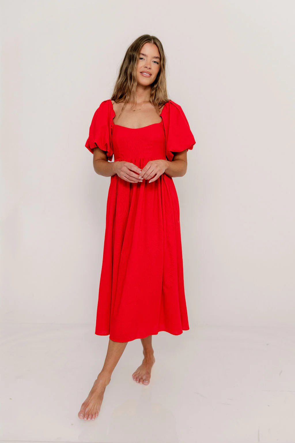 Hamilton Midi Dress in Red - Bump Friendly (S-XL) - Image 34