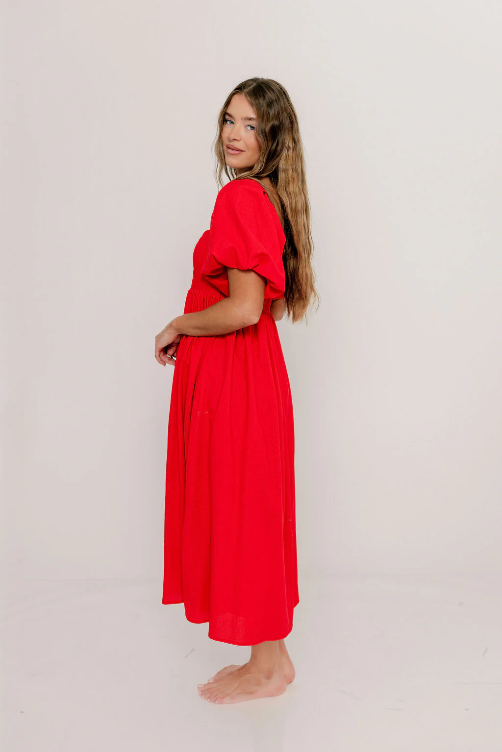 Hamilton Midi Dress in Red - Bump Friendly (S-XL) - Image 35