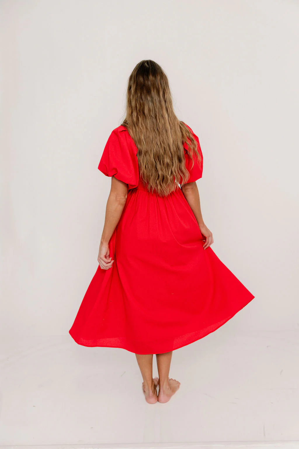 Hamilton Midi Dress in Red - Bump Friendly (S-XL) - Image 36