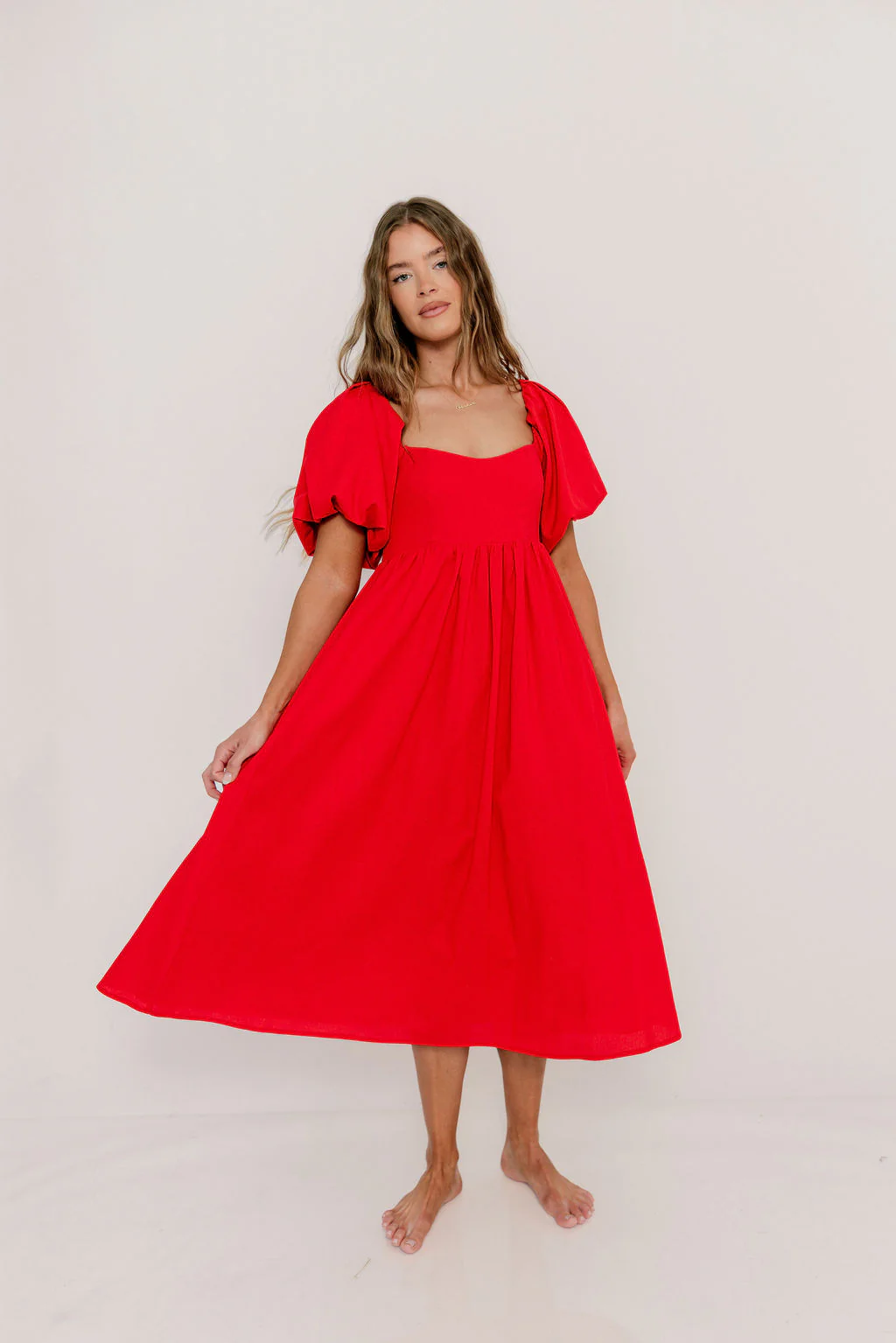 Hamilton Midi Dress in Red - Bump Friendly (S-XL) - Image 37