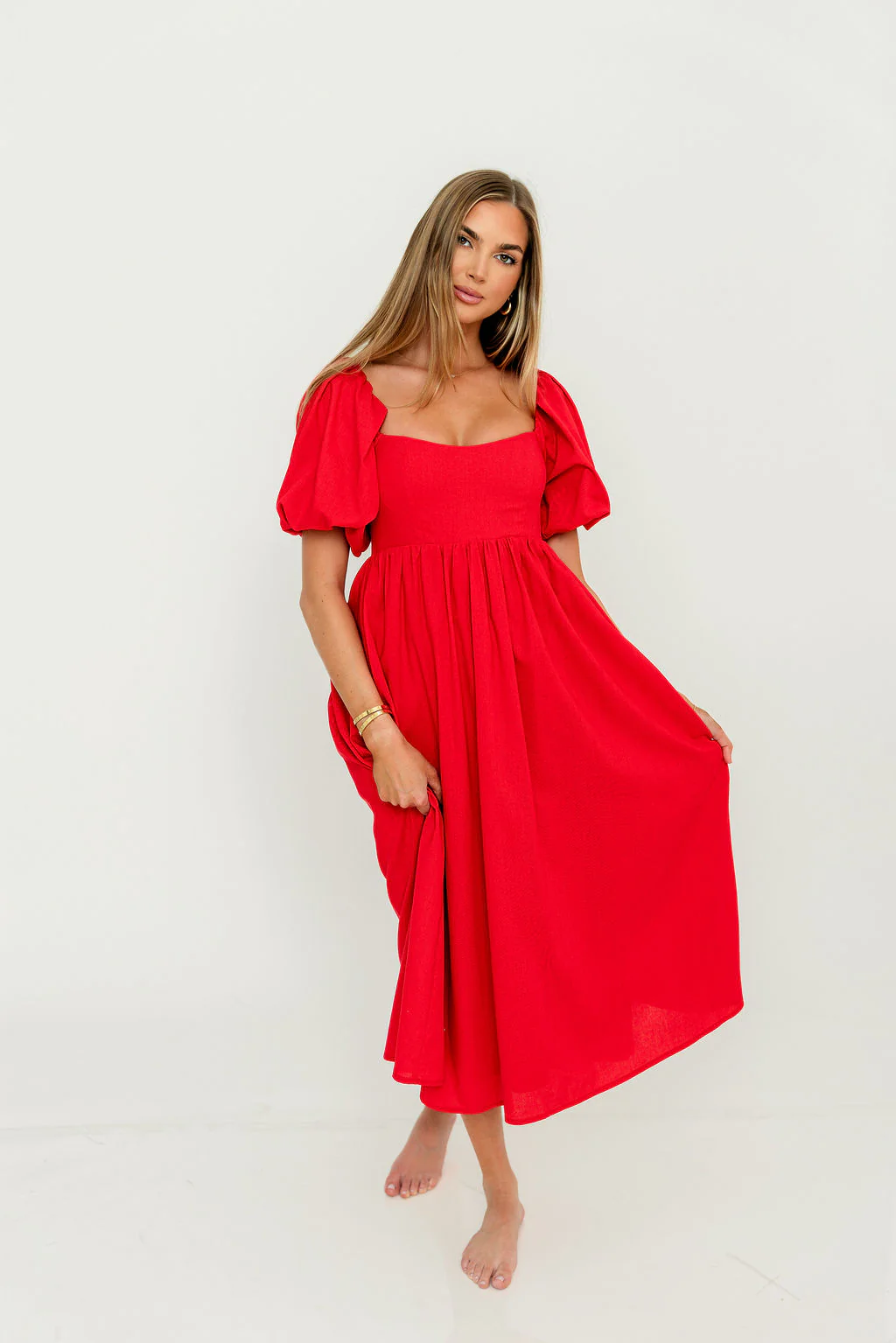 Hamilton Midi Dress in Red - Bump Friendly (S-XL) - Image 38