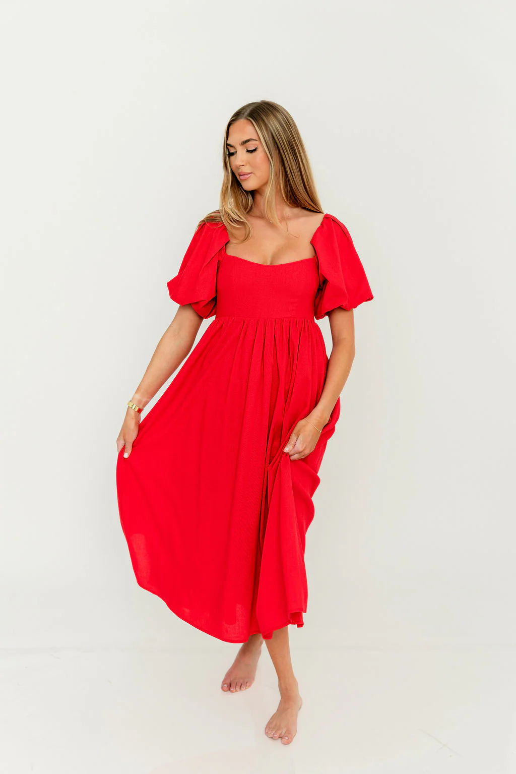 Hamilton Midi Dress in Red - Bump Friendly (S-XL) - Image 39