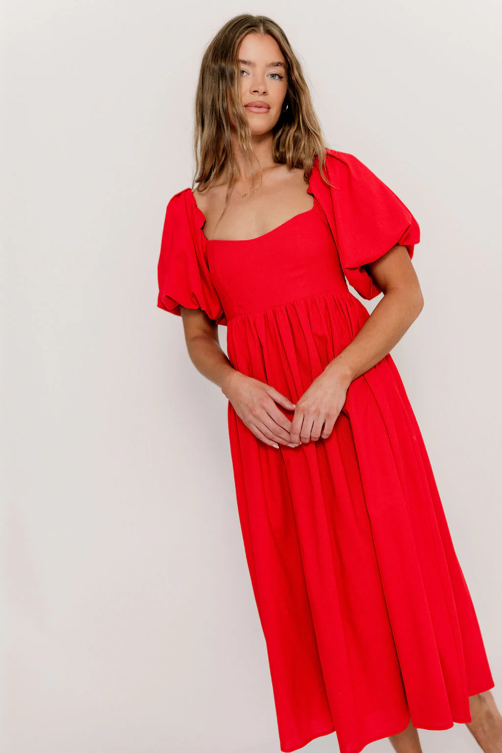 Hamilton Midi Dress in Red - Bump Friendly (S-XL) - Image 4