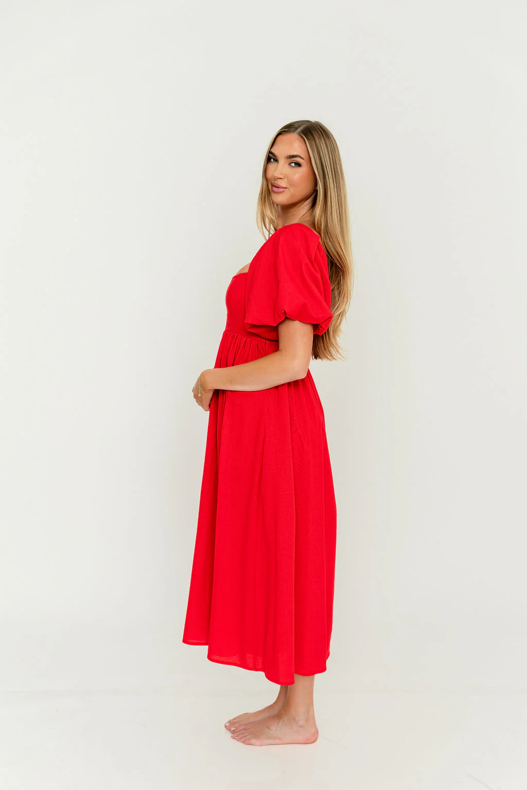 Hamilton Midi Dress in Red - Bump Friendly (S-XL) - Image 40