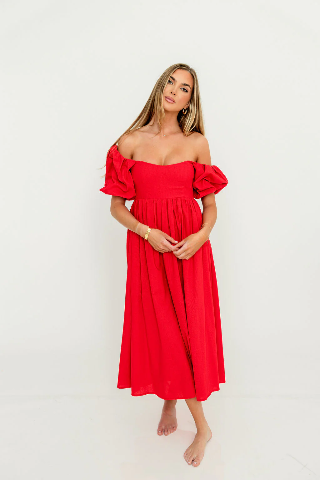 Hamilton Midi Dress in Red - Bump Friendly (S-XL) - Image 45