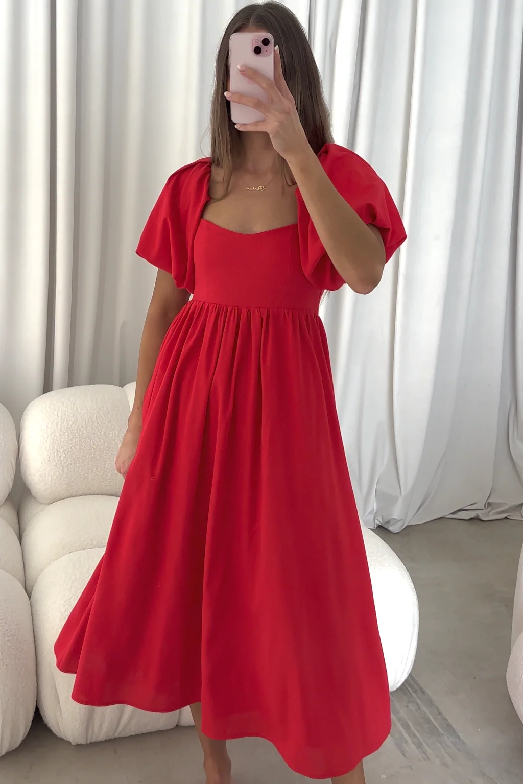 Hamilton Midi Dress in Red - Bump Friendly (S-XL) - Image 6