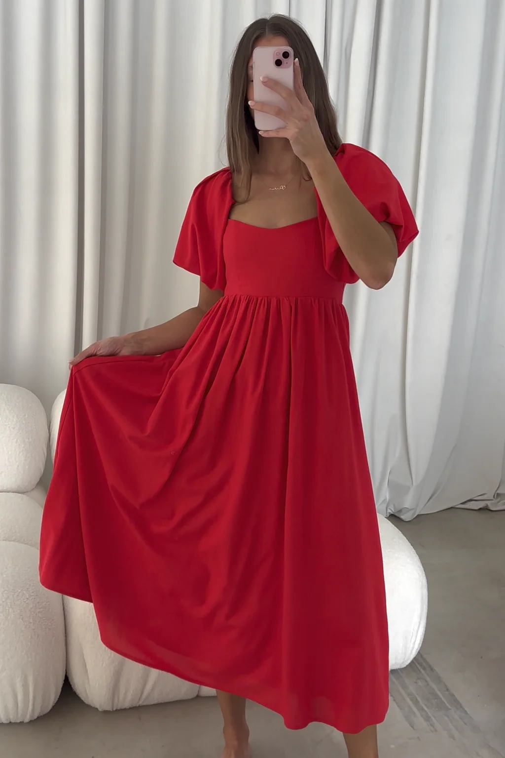 Hamilton Midi Dress in Red - Bump Friendly (S-XL) - Image 7