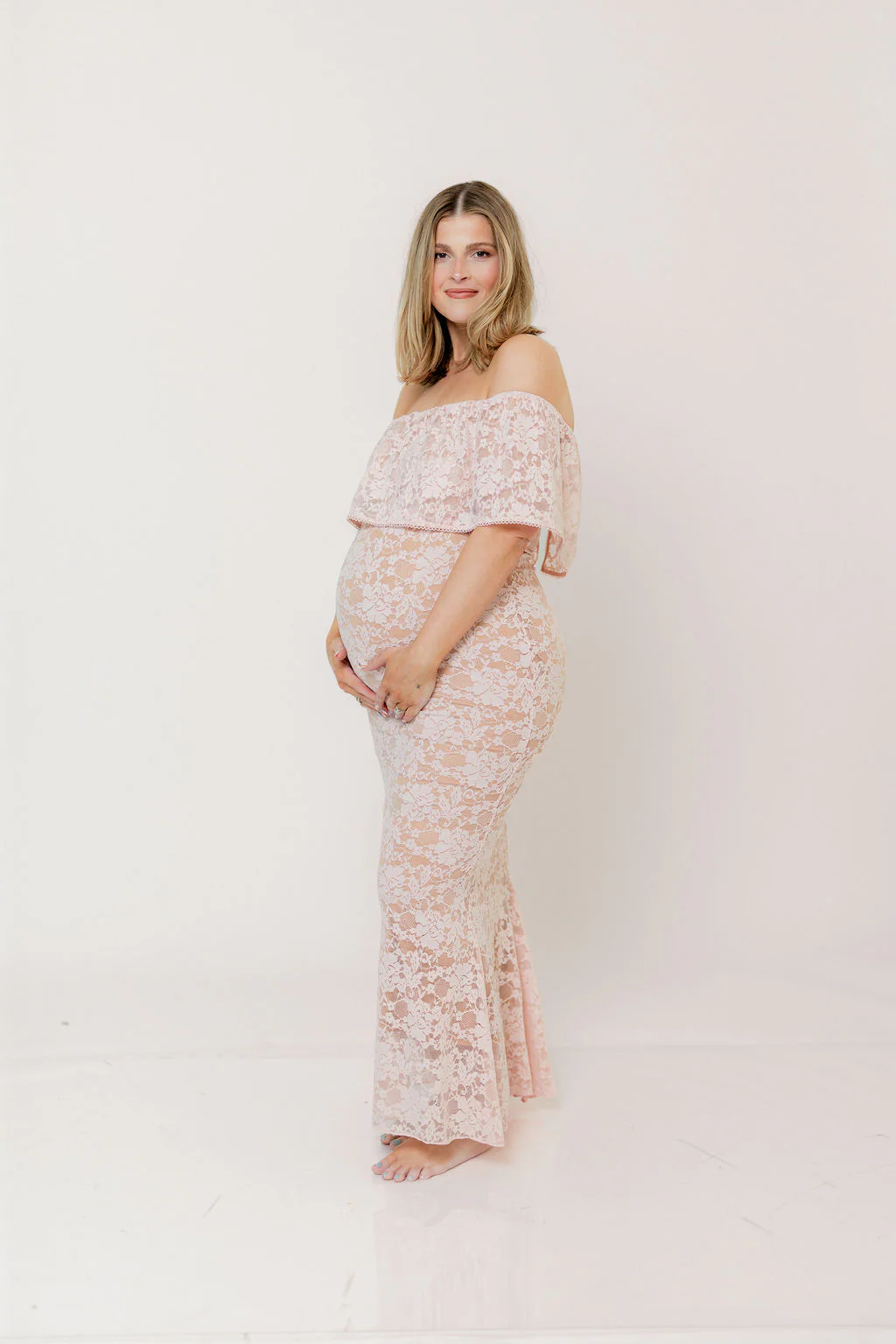 Reverie Lace Maxi Dress in Pale Pink - Image 10