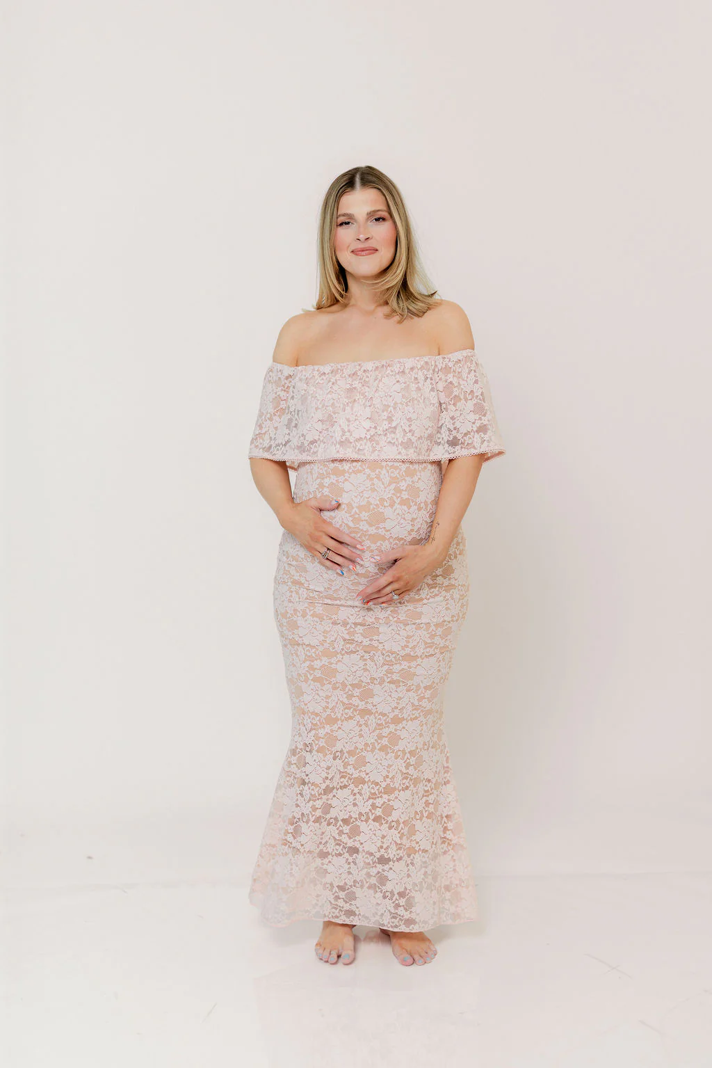 Reverie Lace Maxi Dress in Pale Pink - Image 13