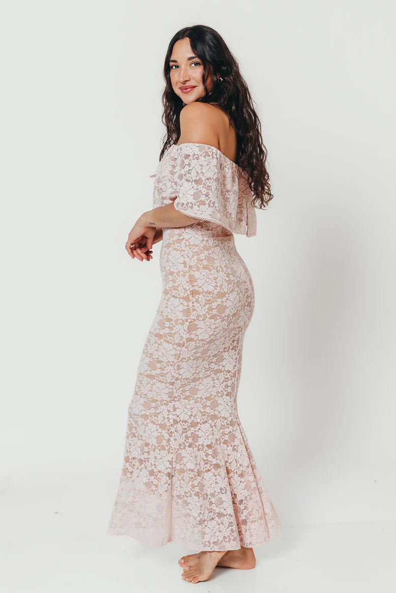 Reverie Lace Maxi Dress in Pale Pink - Image 4