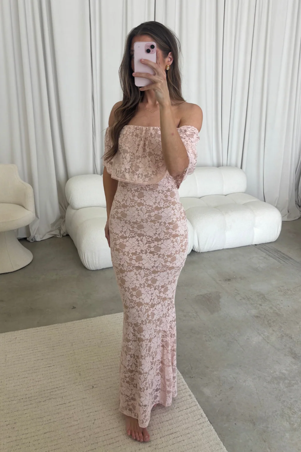 Reverie Lace Maxi Dress in Pale Pink - Image 6