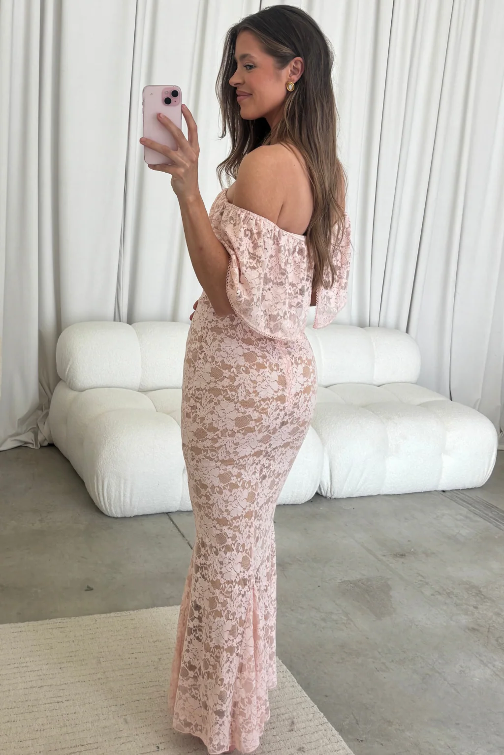 Reverie Lace Maxi Dress in Pale Pink - Image 7