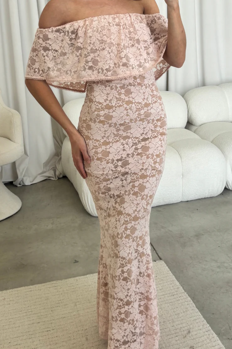 Reverie Lace Maxi Dress in Pale Pink - Image 8