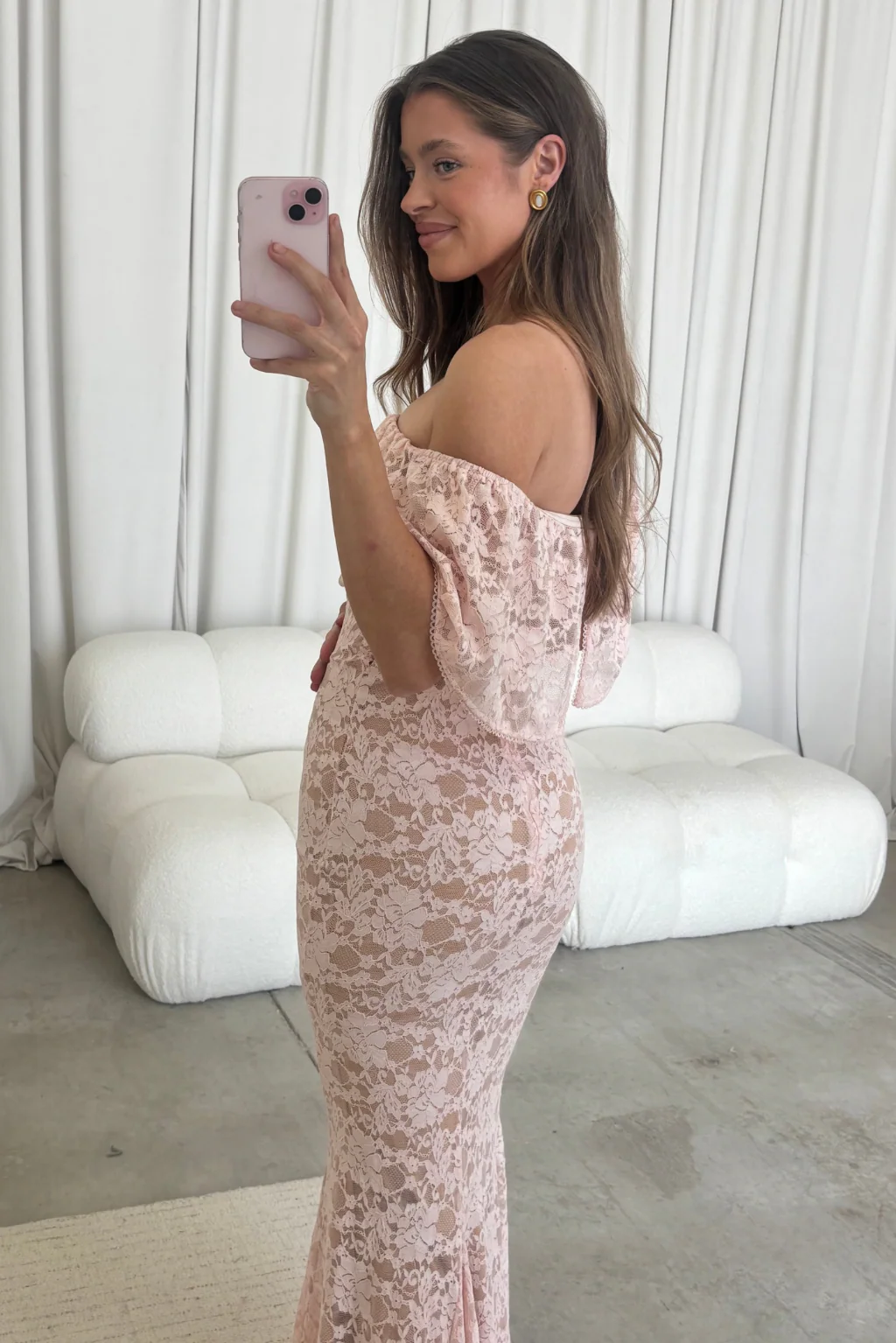 Reverie Lace Maxi Dress in Pale Pink - Image 9