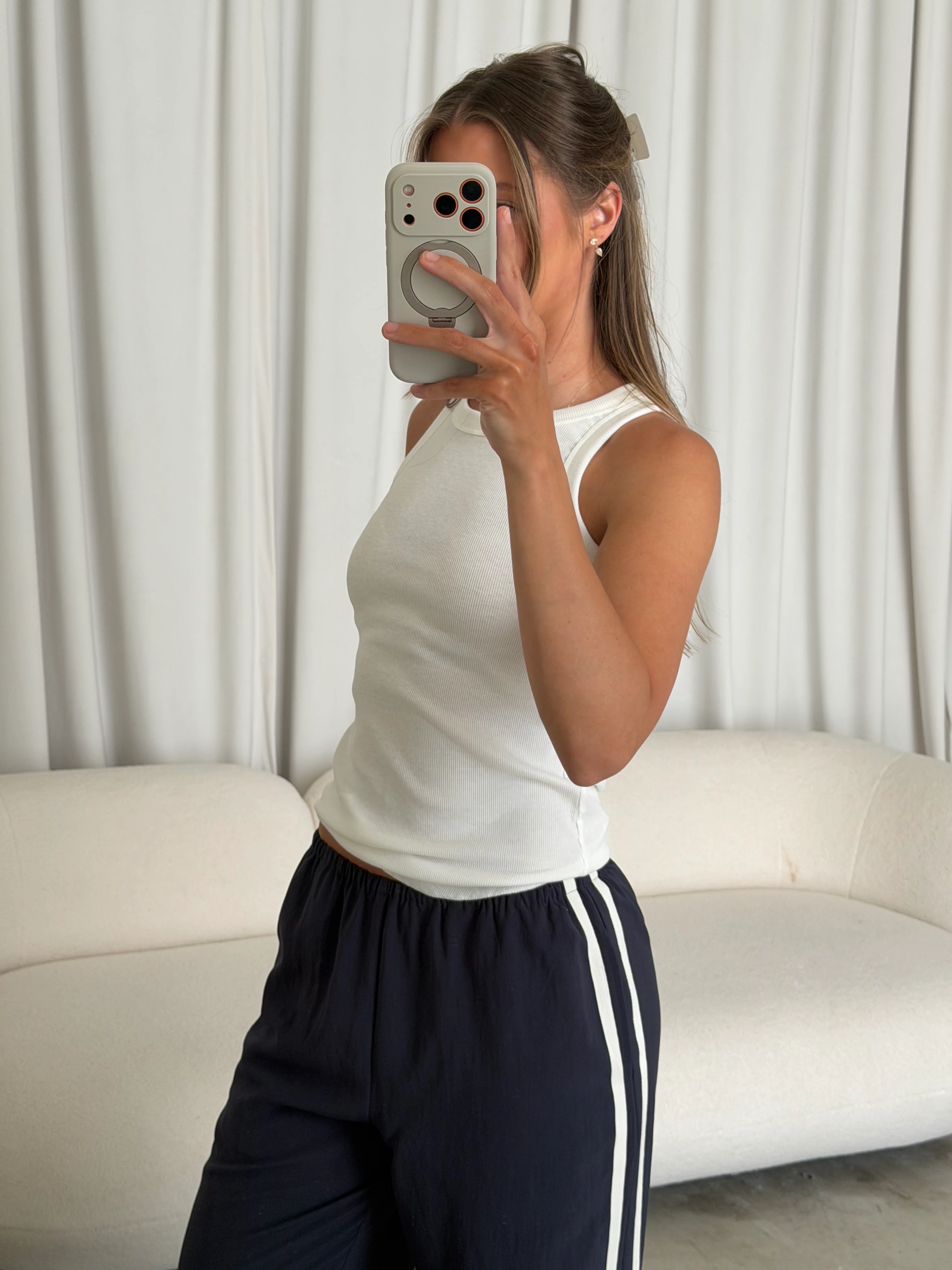 Claire Ribbed Tank in White - Image 3