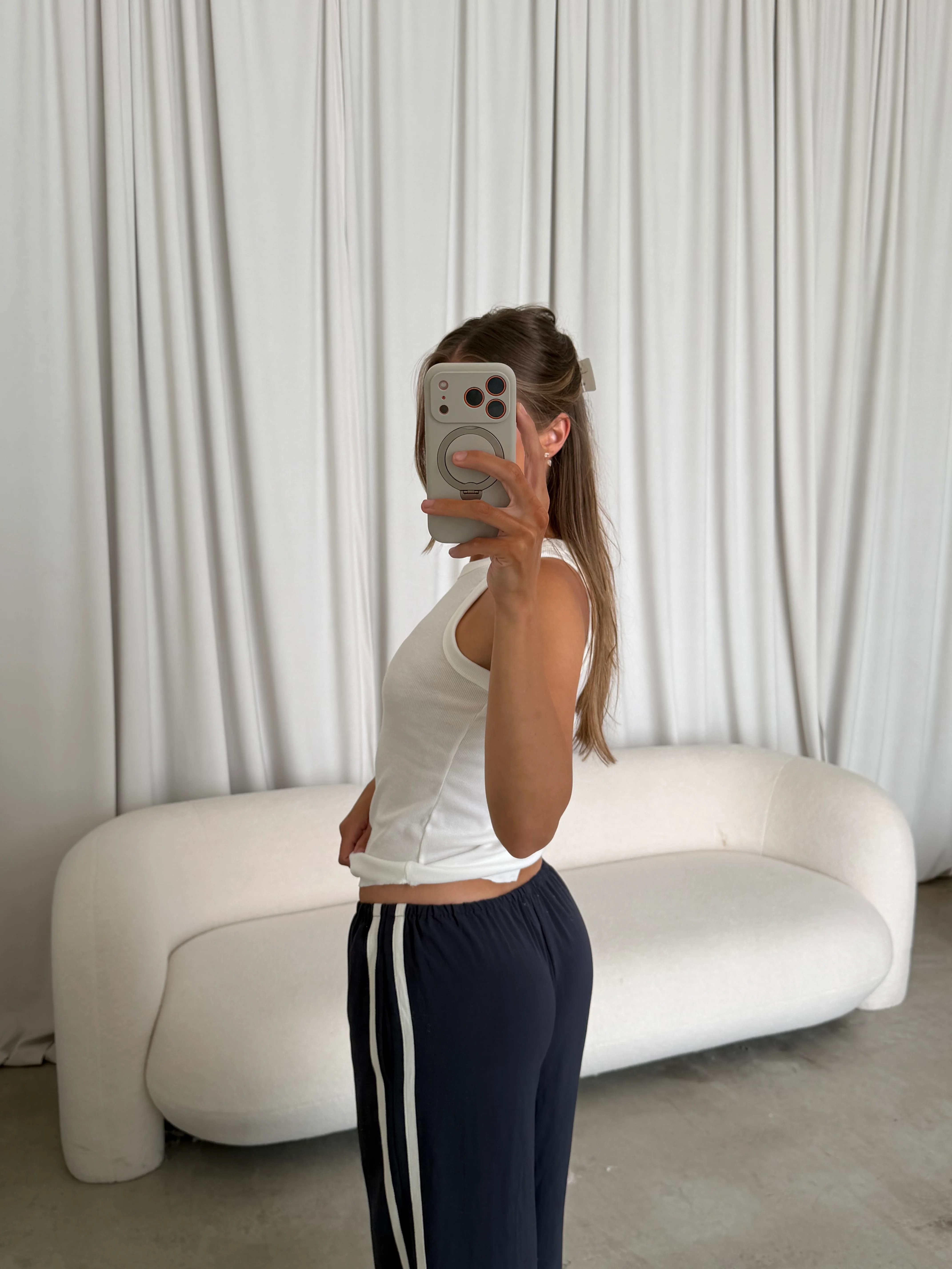 Claire Ribbed Tank in White - Image 4