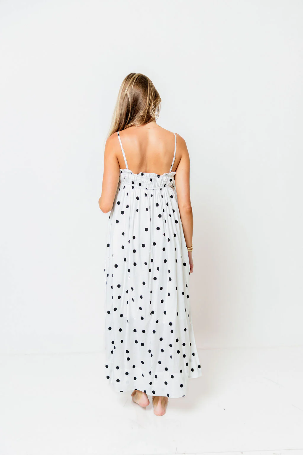 Riviera Promenade Polka Dot Midi Dress in Off White - Image 6