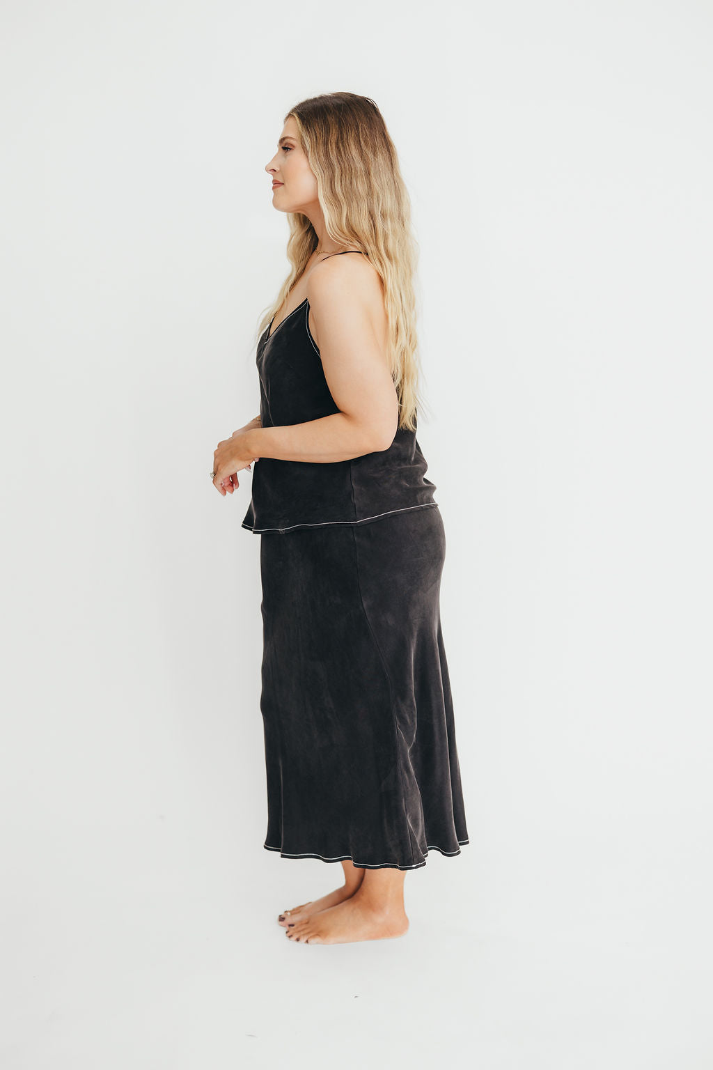 Romana Cami Top and Skirt Set in Black - Image 22