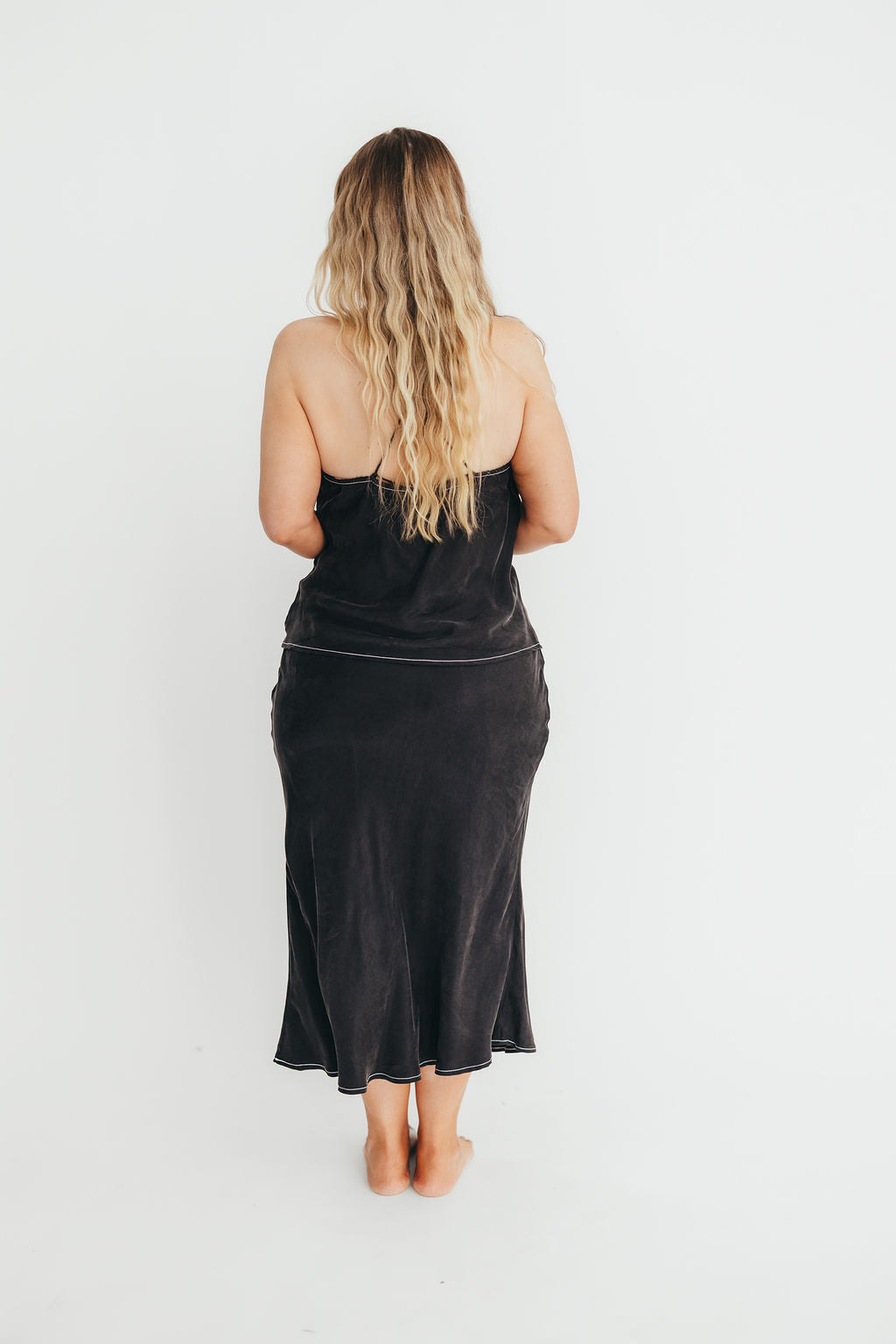Romana Cami Top and Skirt Set in Black - Image 24
