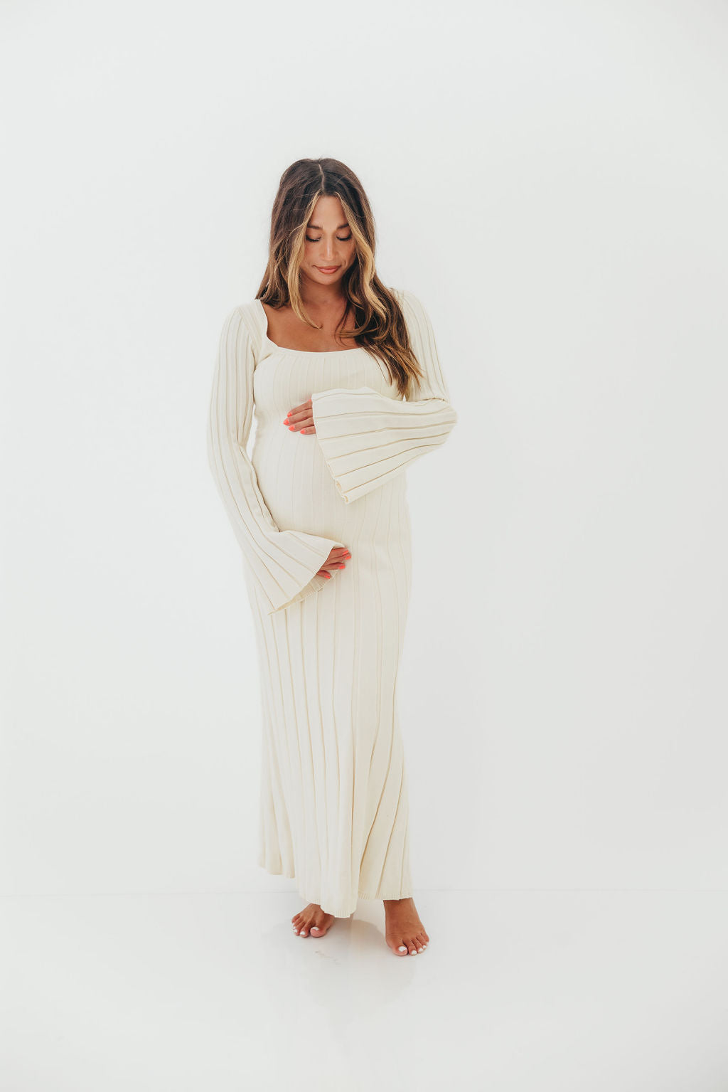 Rowan Square Neck Maxi Dress in Cream - Image 3