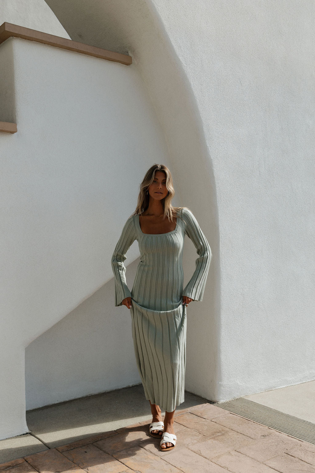 Rowan Square Neck Maxi Dress in Green - Image 12