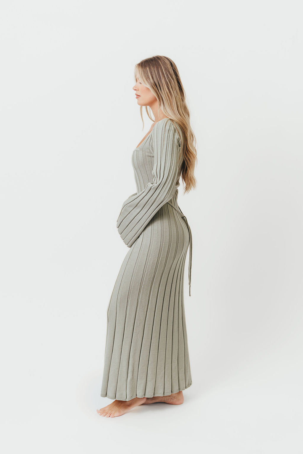 Rowan Square Neck Maxi Dress in Green - Image 7