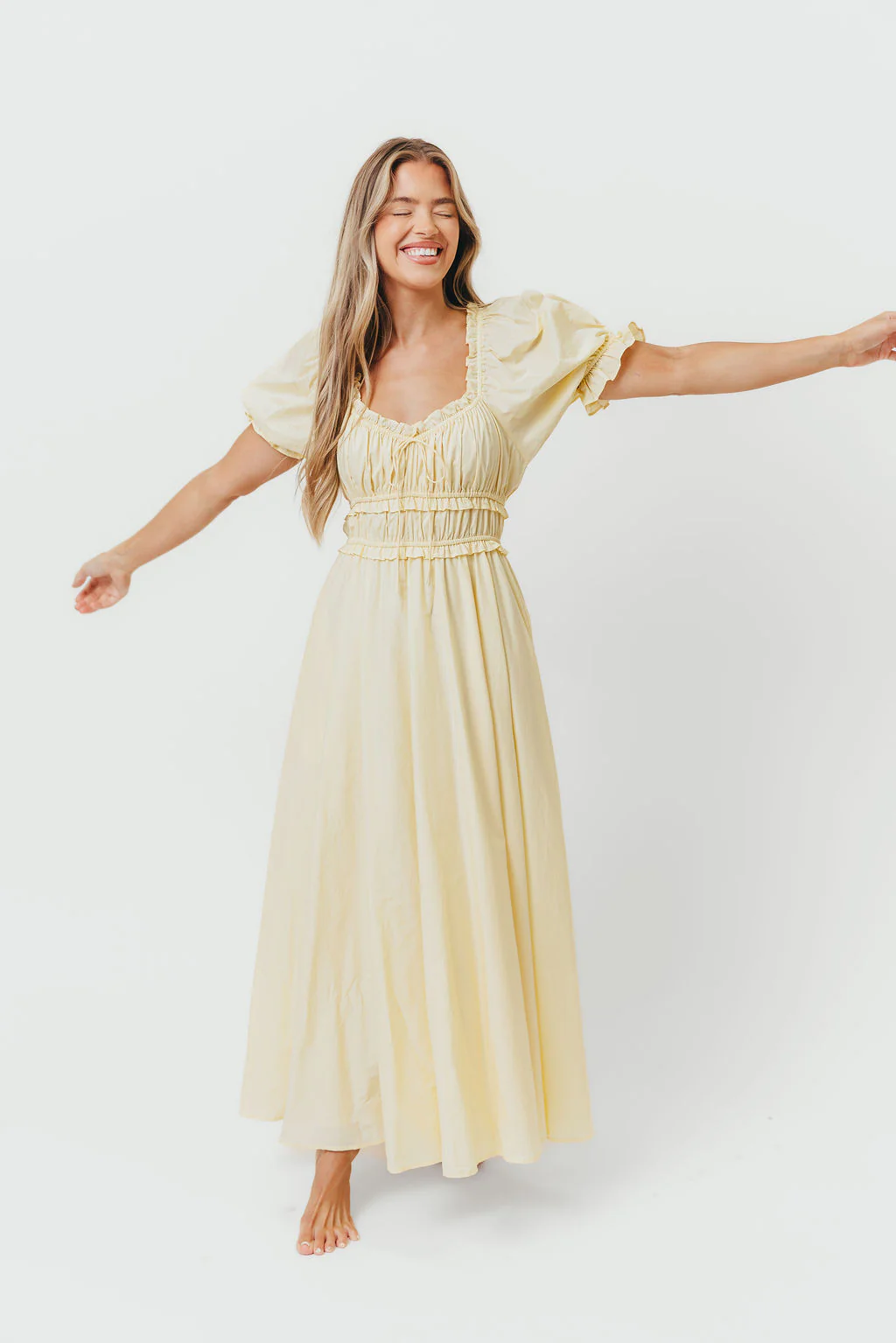 Sydnee Cotton Maxi Dress in Butter Yellow - Bump Friendly - Image 13