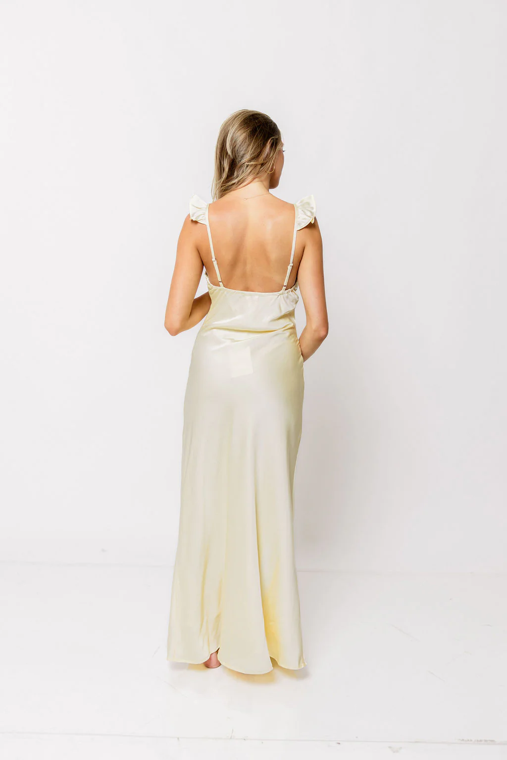 Romie Satin Maxi Dress in Yellow - Image 6