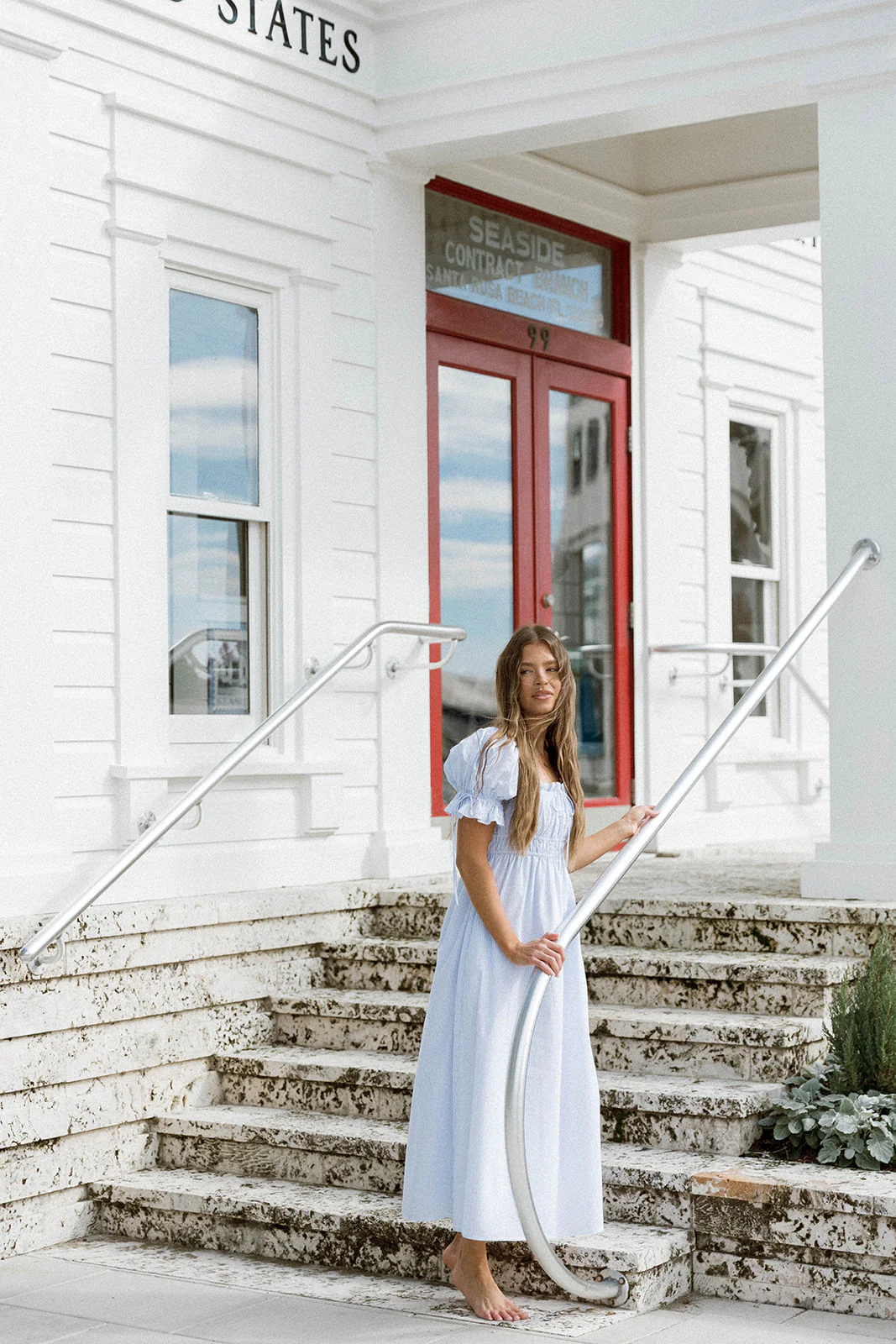 Savanna Steppe 100% Cotton Maxi Dress in Light Blue Stripe - Bump Friendly & Inclusive Sizing - Image 19