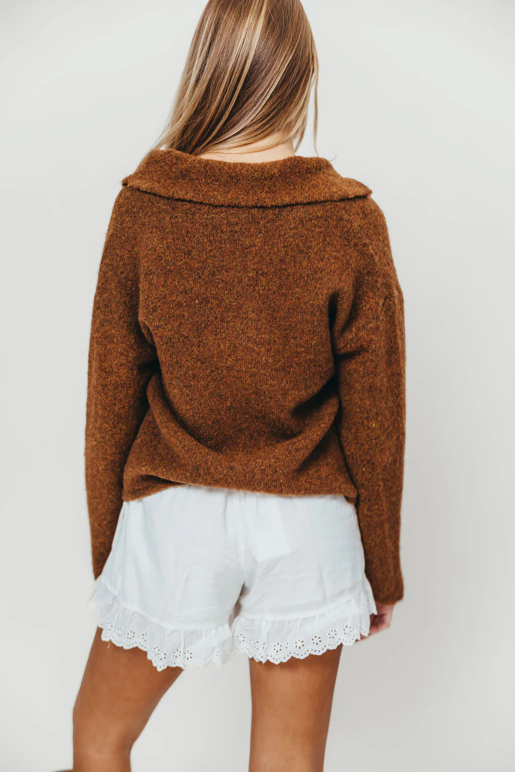 Tammy Knitted Lapel Collar Jacket in Camel - Image 15