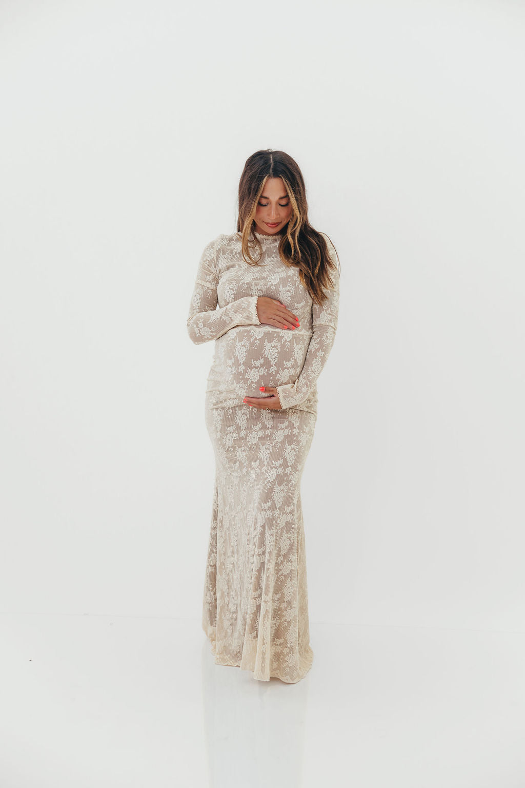 Seraphine Lace Maxi Dress in Cream - Inclusive Sizing & Bump Friendly (Size Up for Bump) - Image 22