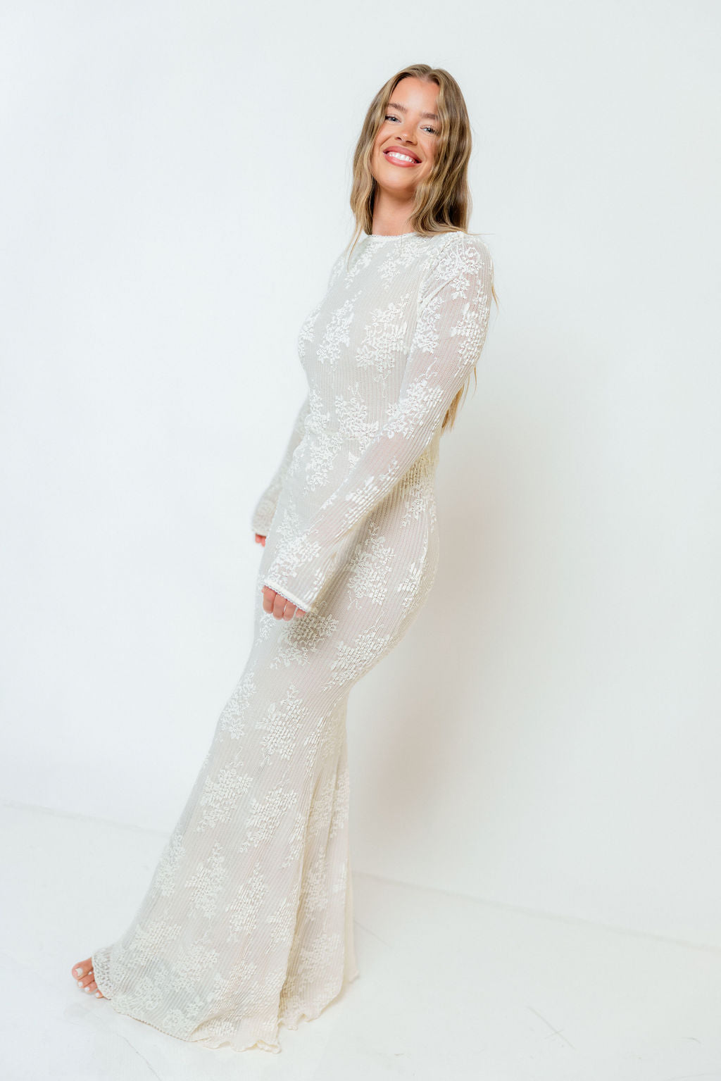 Seraphine Lace Maxi Dress in Ivory - Bump Friendly & Inclusive Sizing (Size Up for Bump) - Image 4